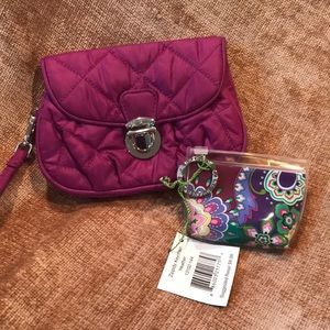 Vera Bradley Puffy Wristlet & NWT Zippity Keychain
